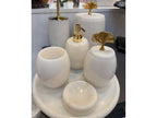 Conjunto de banheiro turco oval com 7 peças de mármore Branco