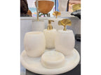 Conjunto de banheiro turco oval com 7 peças de mármore Branco